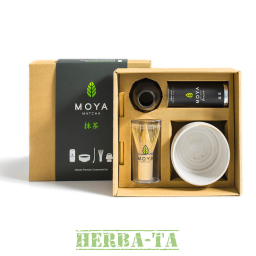 Zestaw Moya Matcha Premium 5-częściowy z czarką beżową/białą i matchą Luksusową